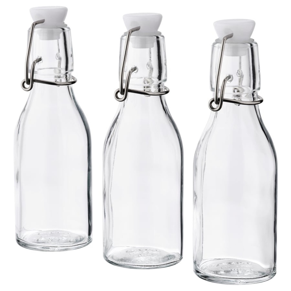 3-PACK Glass Swing Top Bottles Set of 3 Bottle With Stopper Clear Glass 5 oz